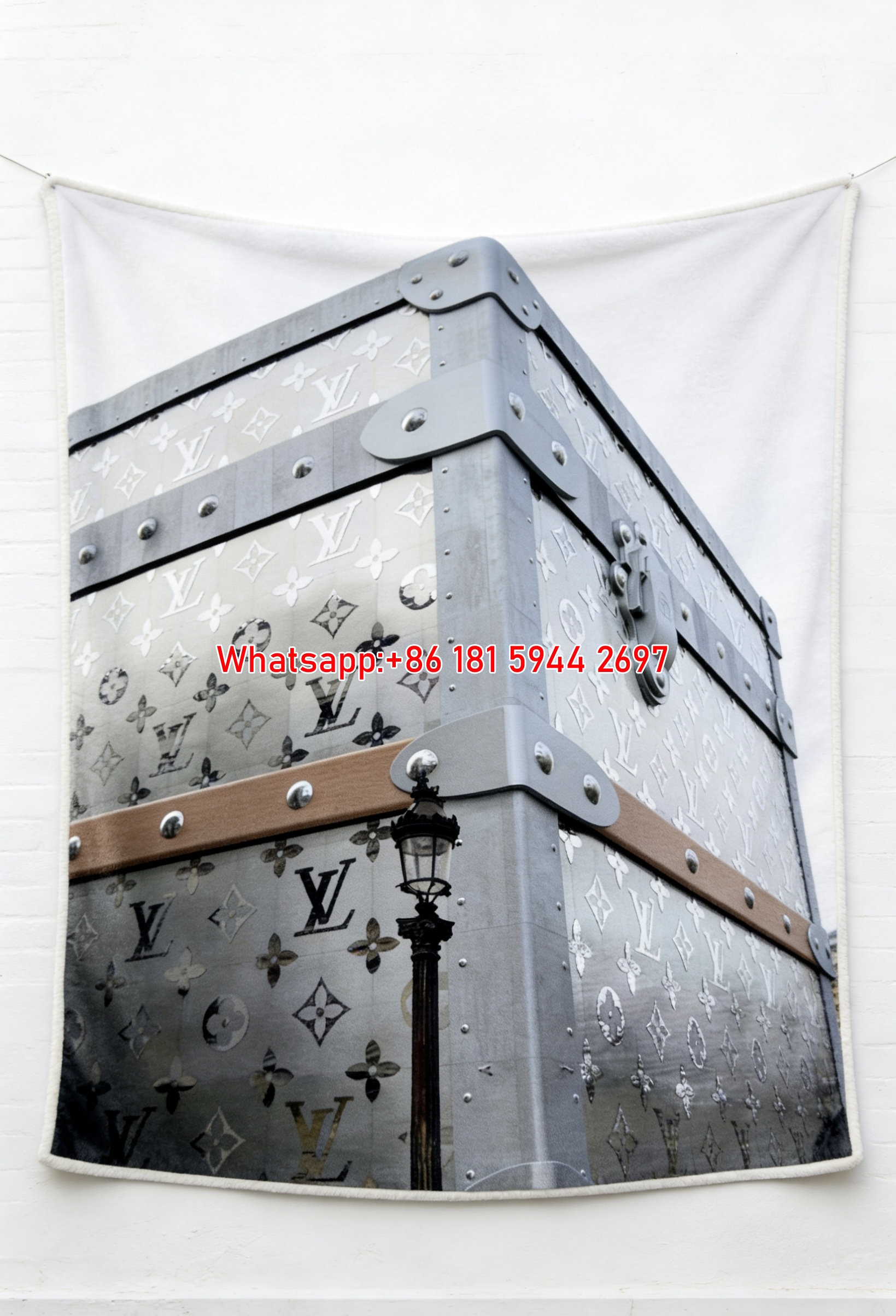 LV Trunk Parisian Blanket LV Metallic Trunk Throw 073